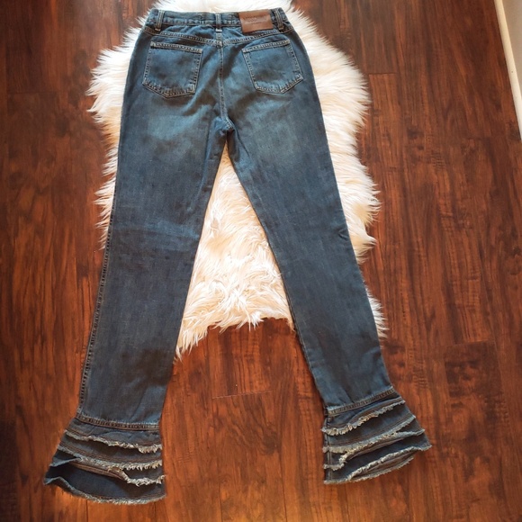 •Moschino• Donna Ruffled Flare Jeans - Picture 6 of 8